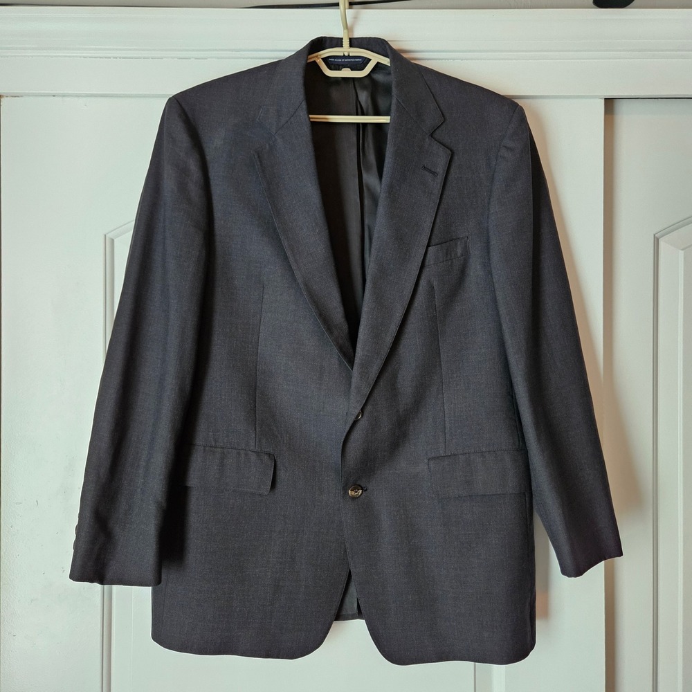 Brooks‎ Brothers Suit Jacket Blazer Sports Coat Mens 44L Black Wool 2 Button